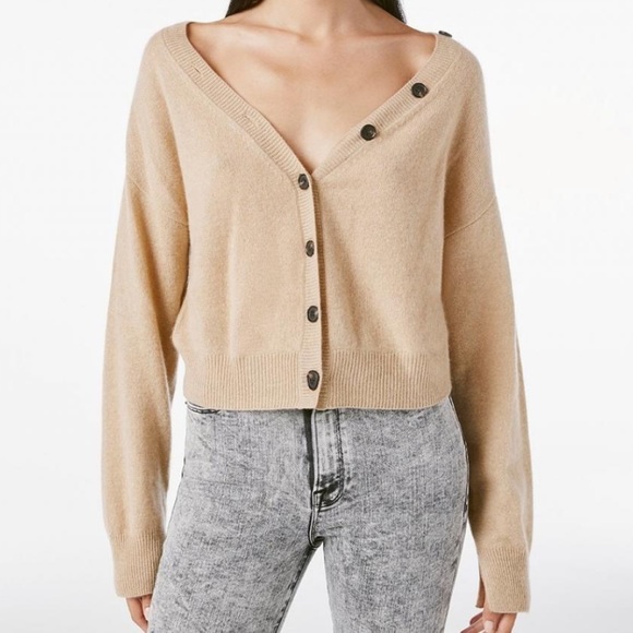 Frame Denim Sweaters - FRAME Mejuri Cardi Caramel Heather 100% Cashmere Sweater Cardigan Tan Cream XXS